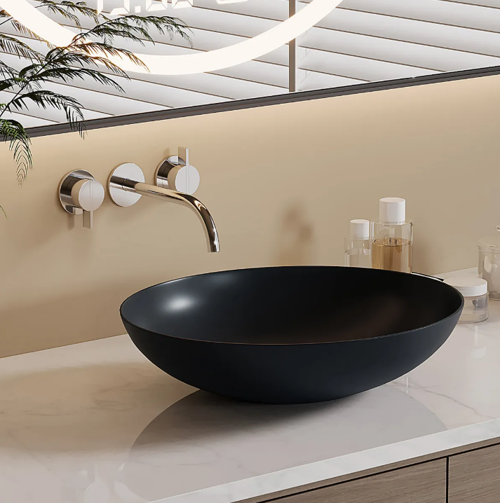 Saniclear Raja round washbasin 40cm matt white